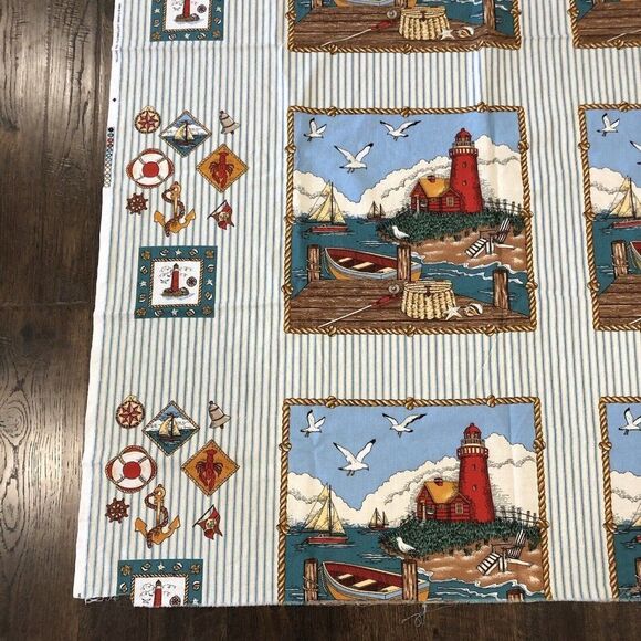 Sailboat Lighthouse Ocean Fabric Classic Cottons FCI Nautical Island 199…‎ - Picture 2 of 7